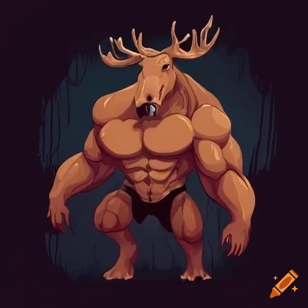 Muscular moose in mythological Canadian wilderness