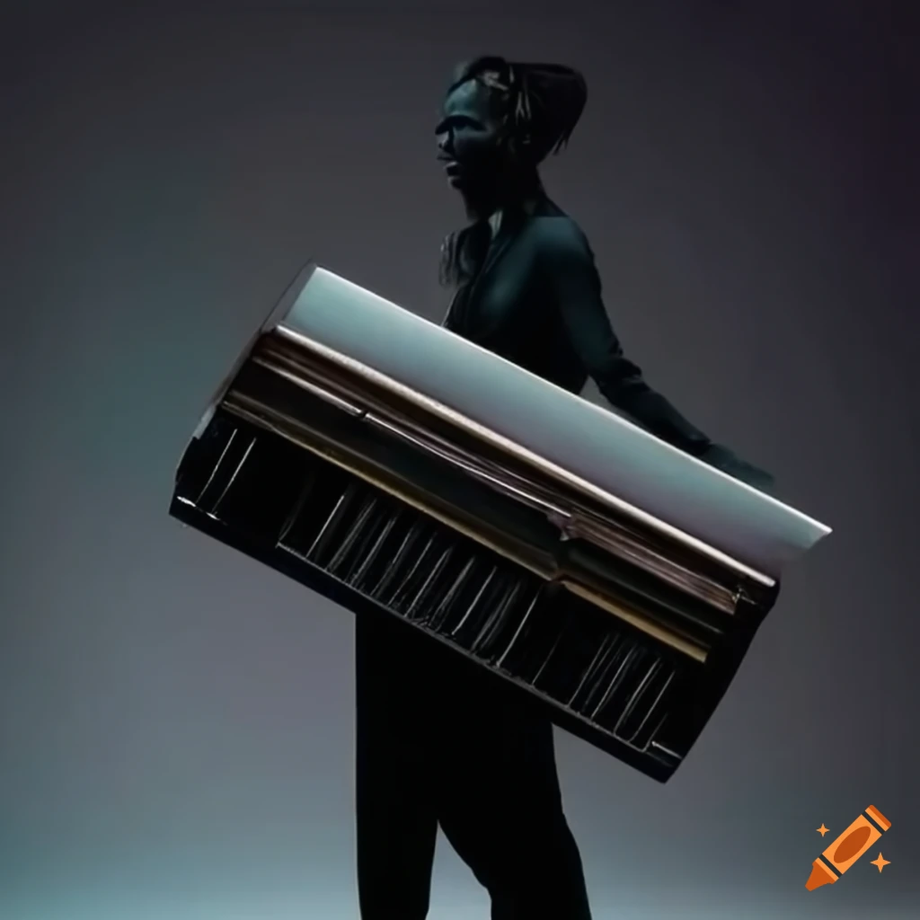 Person carrying a piano and giving a demonstration