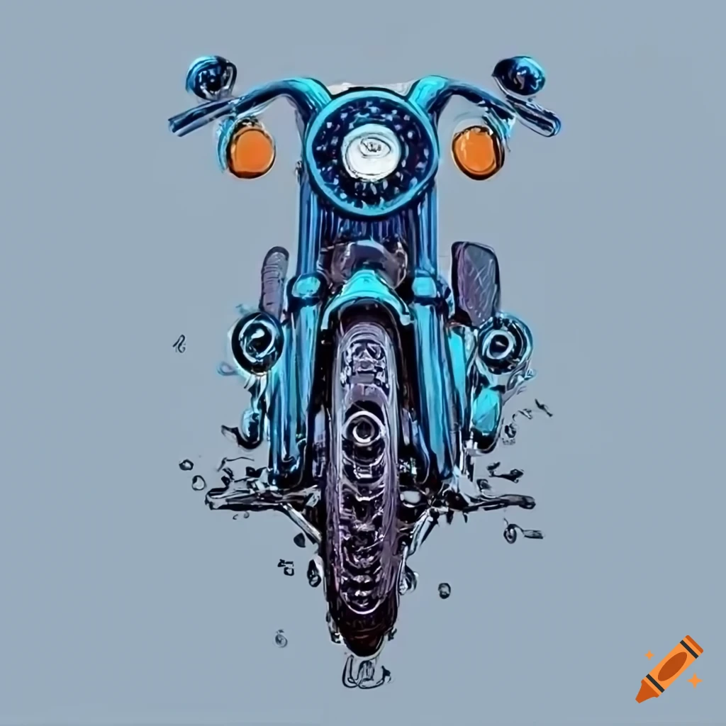Front view of a blue Harley Davidson Dyna motorcycle