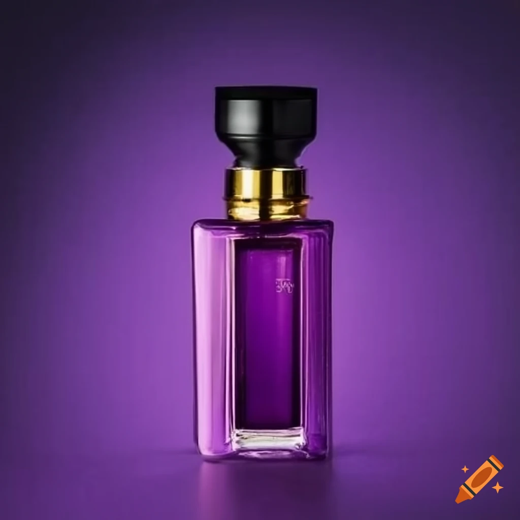 Flacon de parfum avec une substance violette