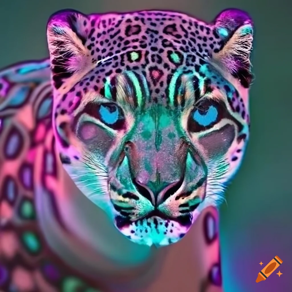 Snow leopard with neon spots