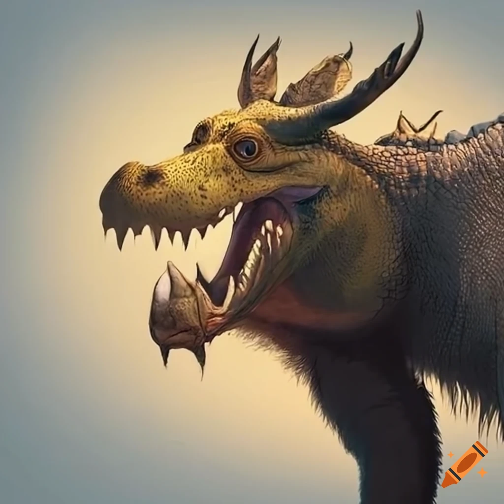 Hybrid creature of crocodile, bear, and moose