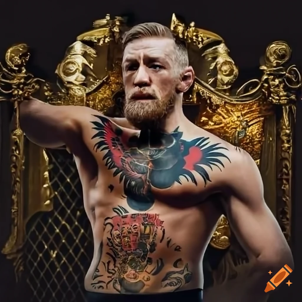McGregor posing as a king with a placard in hand