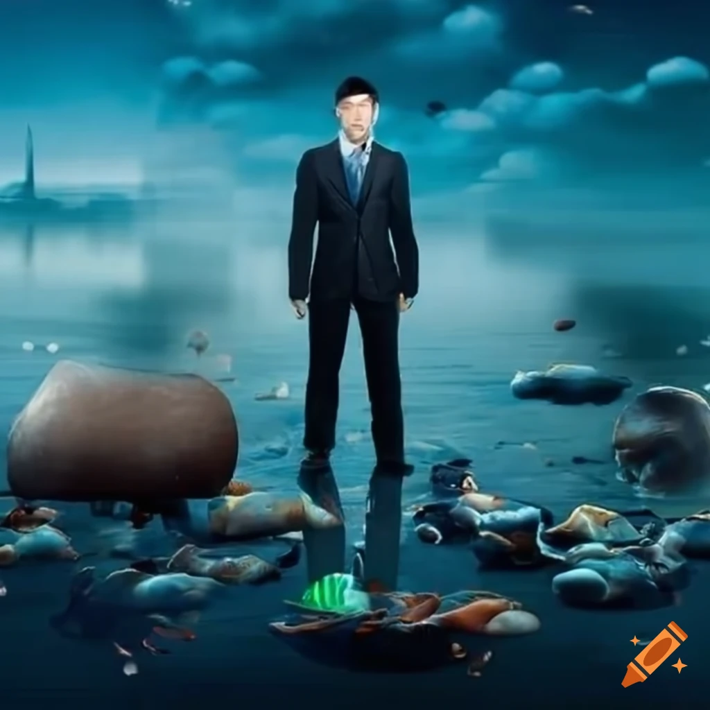 Pollution scene with a businessman