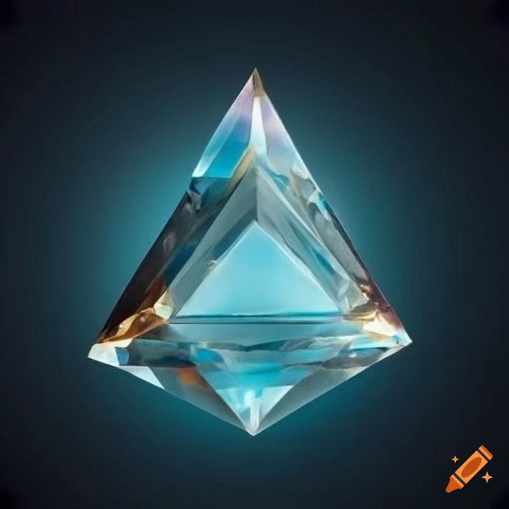 Intricate translucent crystal triangle