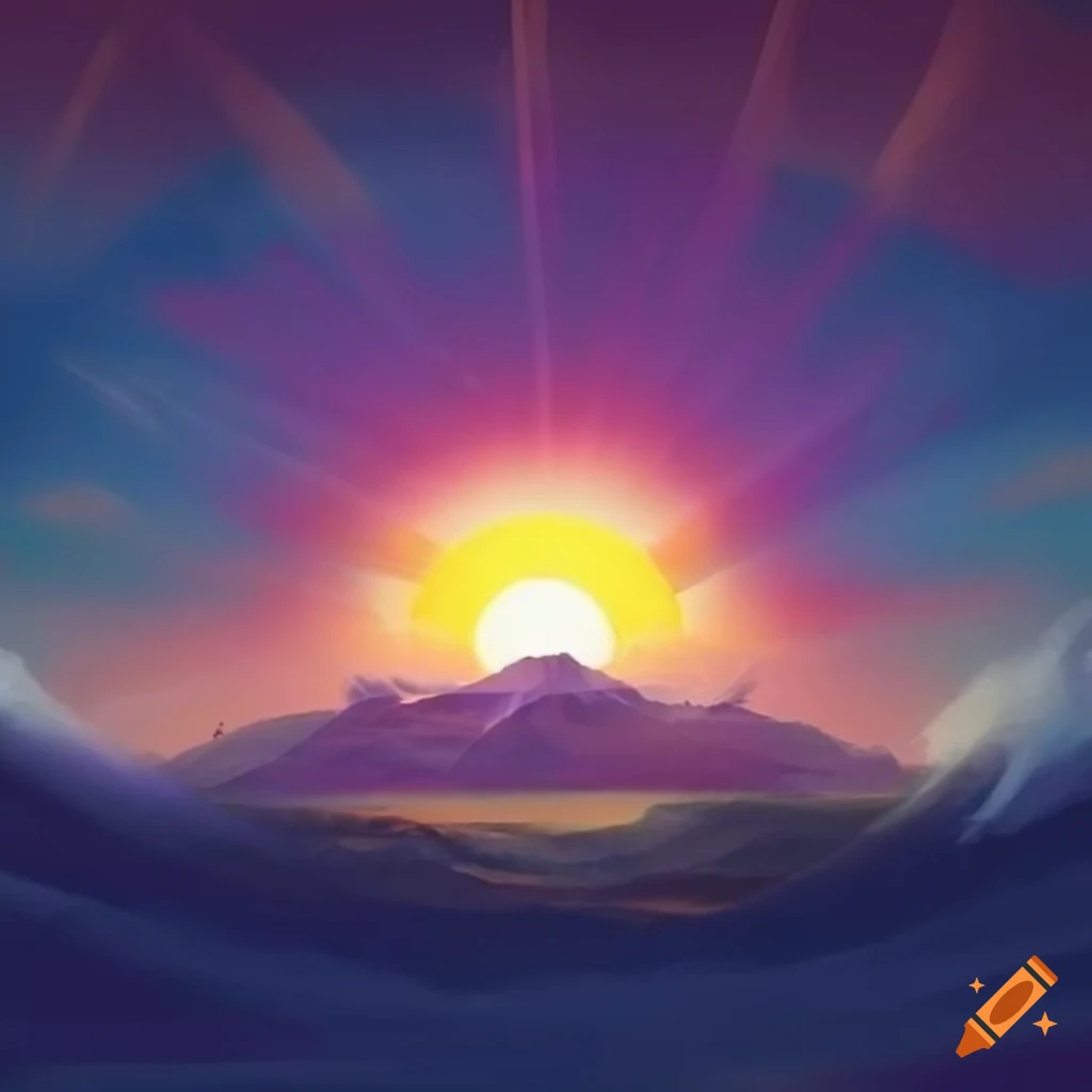Sun Banner Fantasy Card design featuring a rising sun and fantasy details on Craiyon