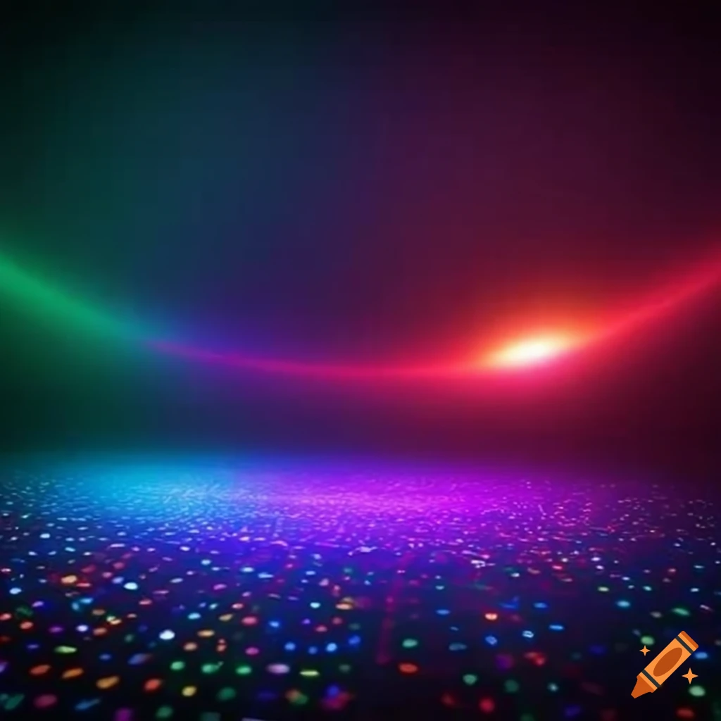 Colorful dance floor shimmering under disco lights