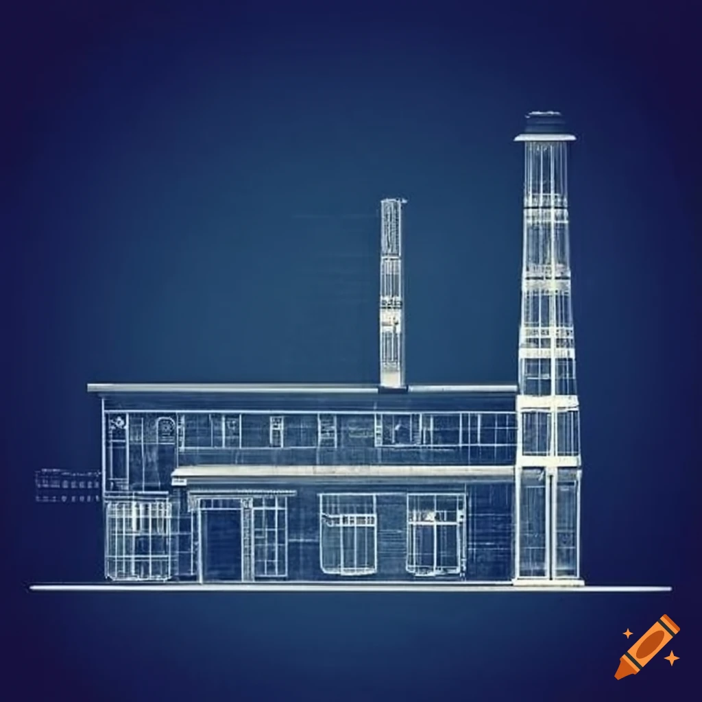 Vintage factory blueprint