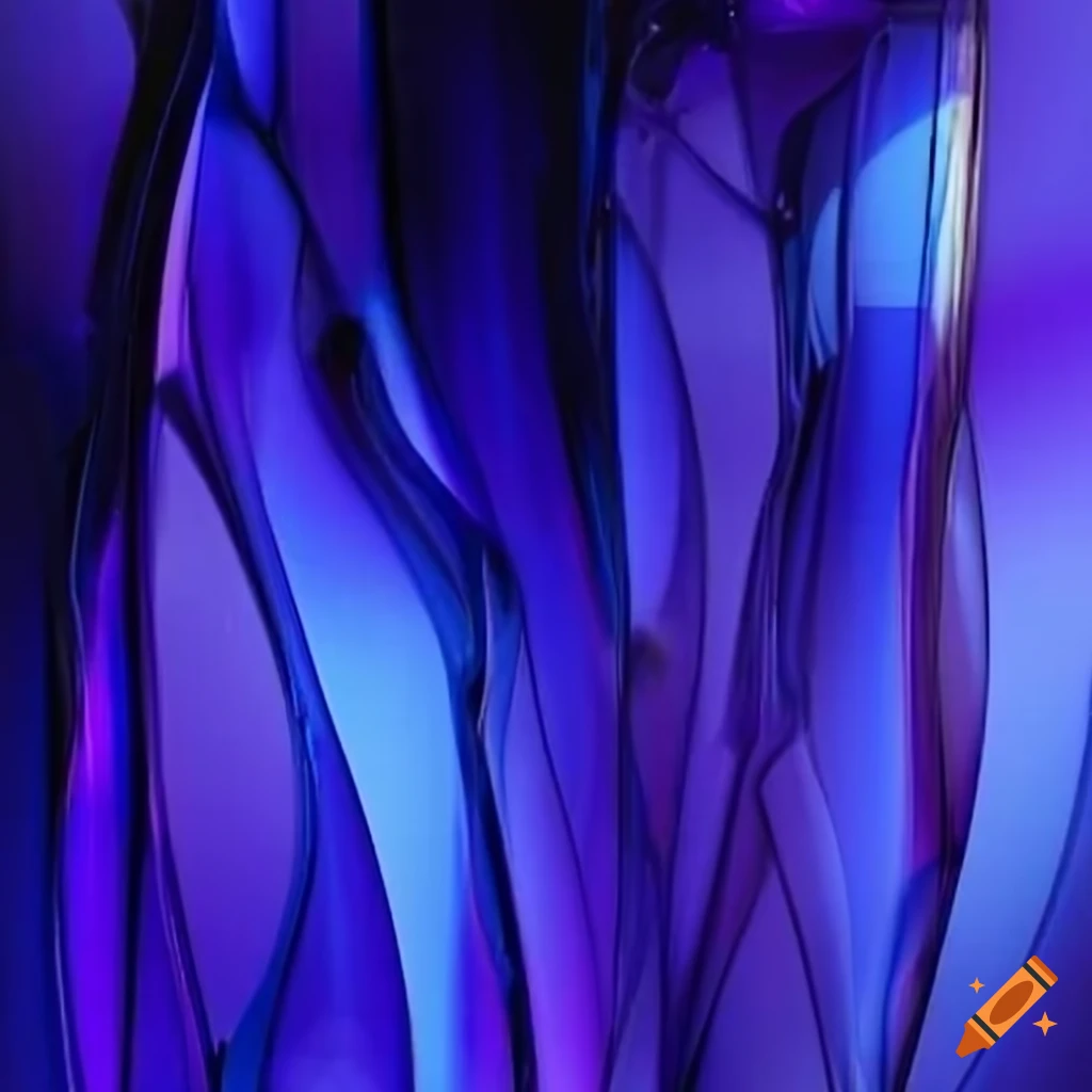 Abstract transparent blue and purple glass