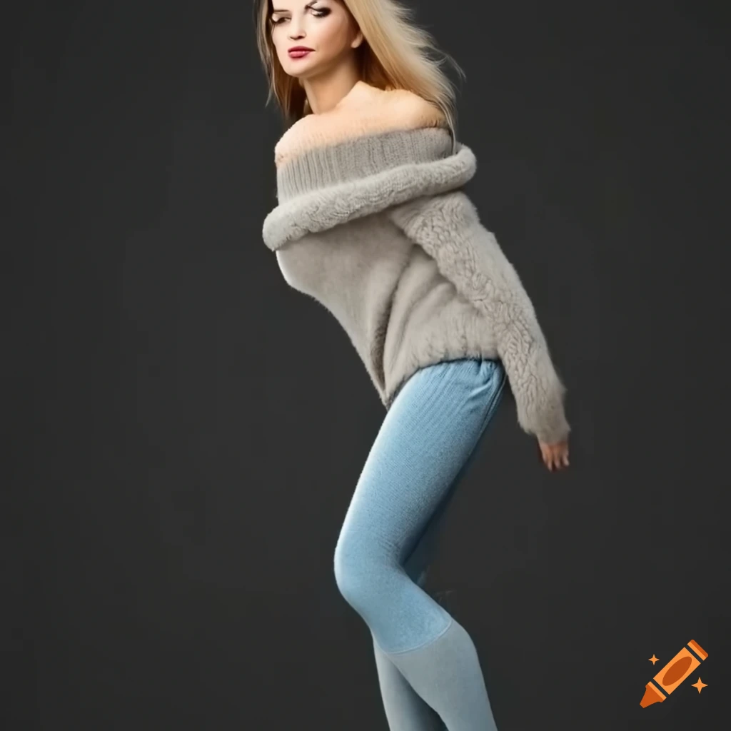 Woman in ugg boots and off-the-shoulder sweater