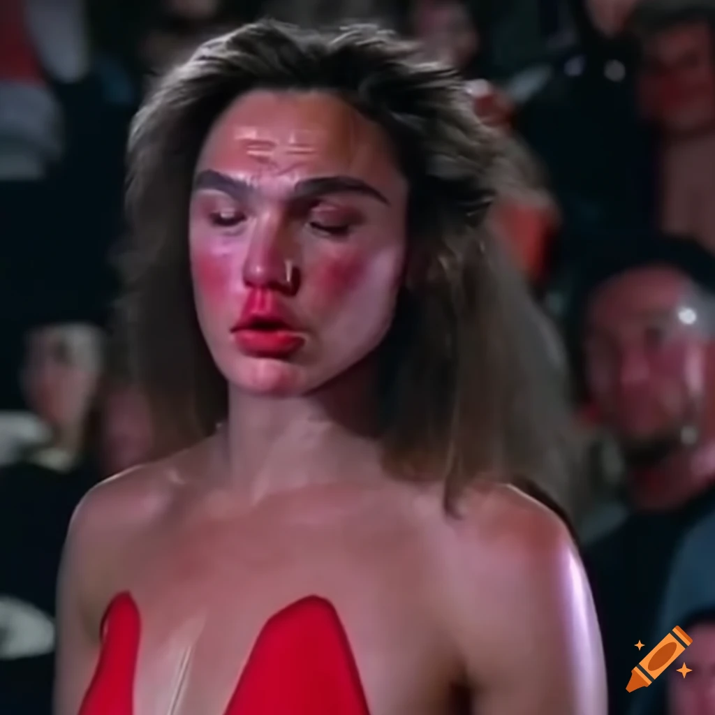 Expressive closeup of female martial fighter from 80's screencap