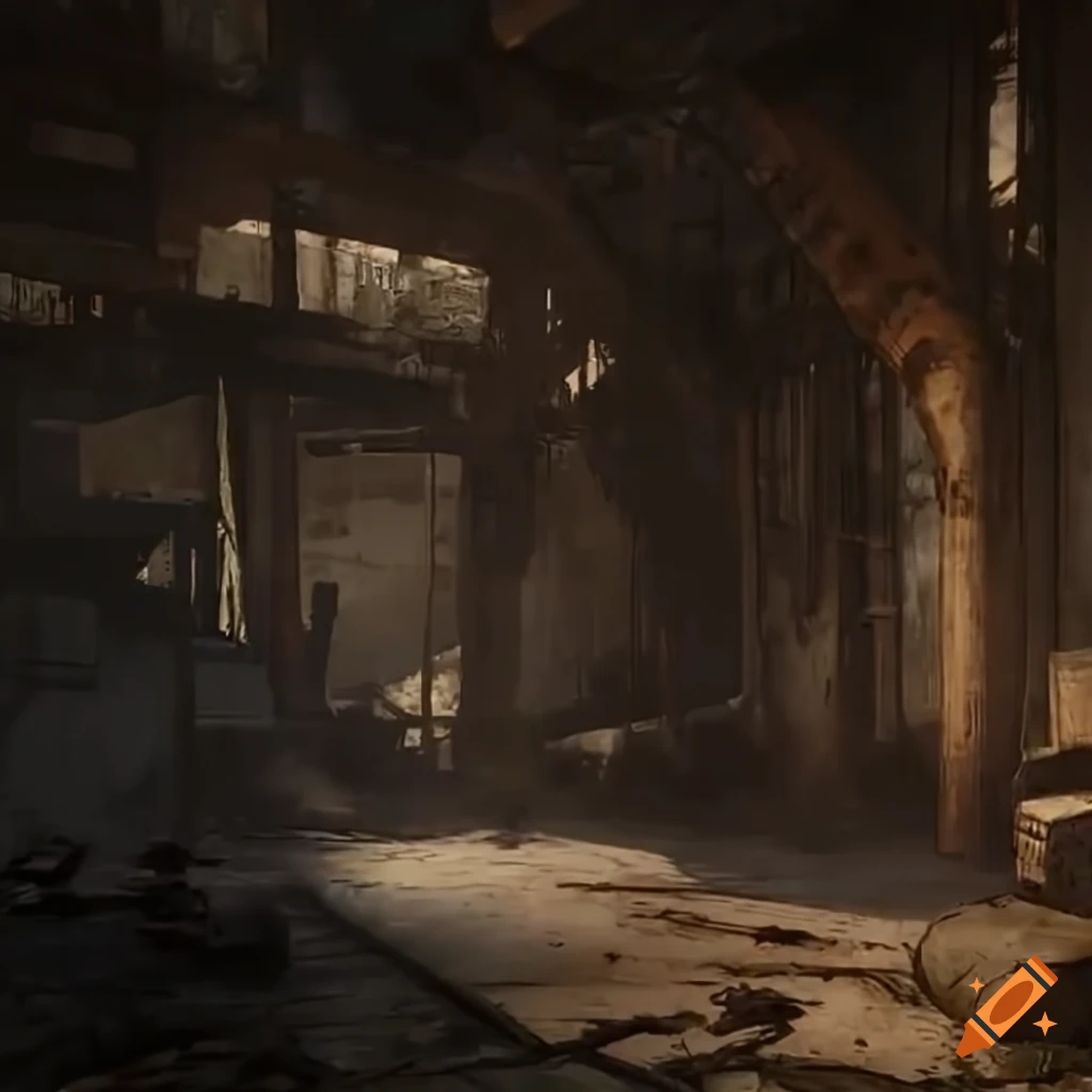 Post-soviet industrial brutalism location with rally concept art