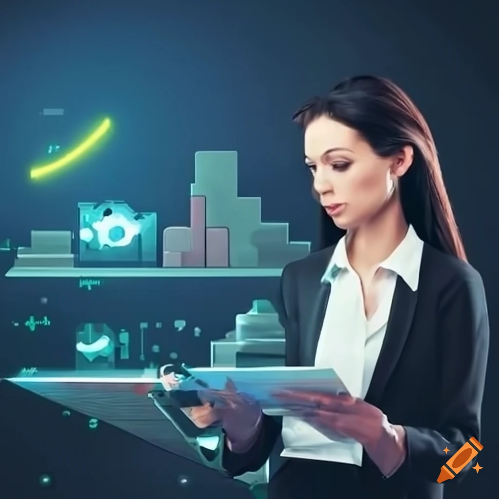 Businesswoman analyzing data from a trending chart