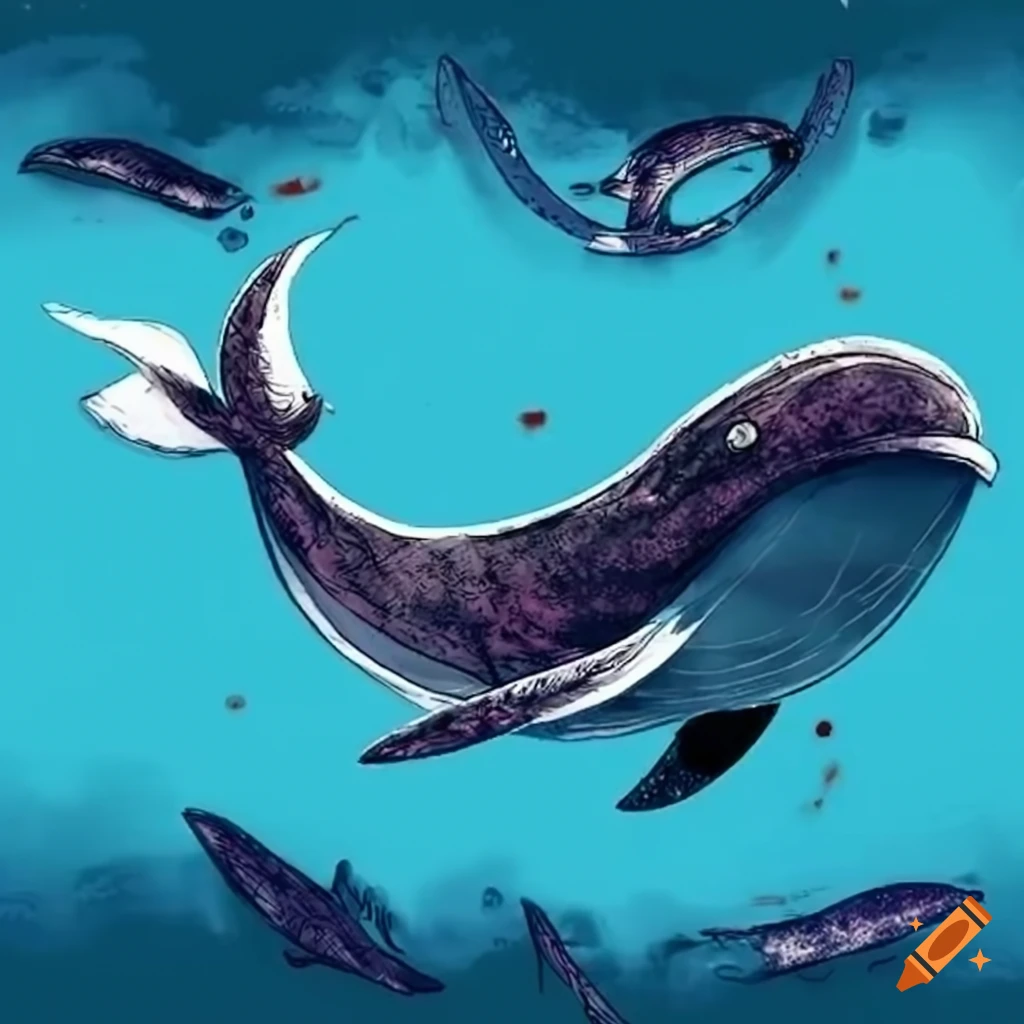 Whale drawn in One Piece anime style