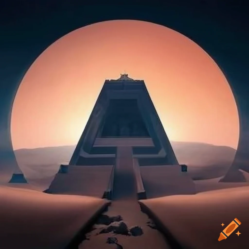 Grand tomb honoring Earth's preservation on a Pluto-like terrain