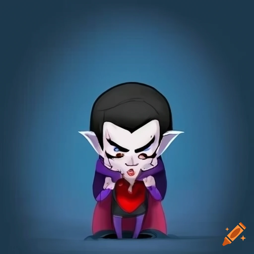 Vampire cartoon character on a blue background