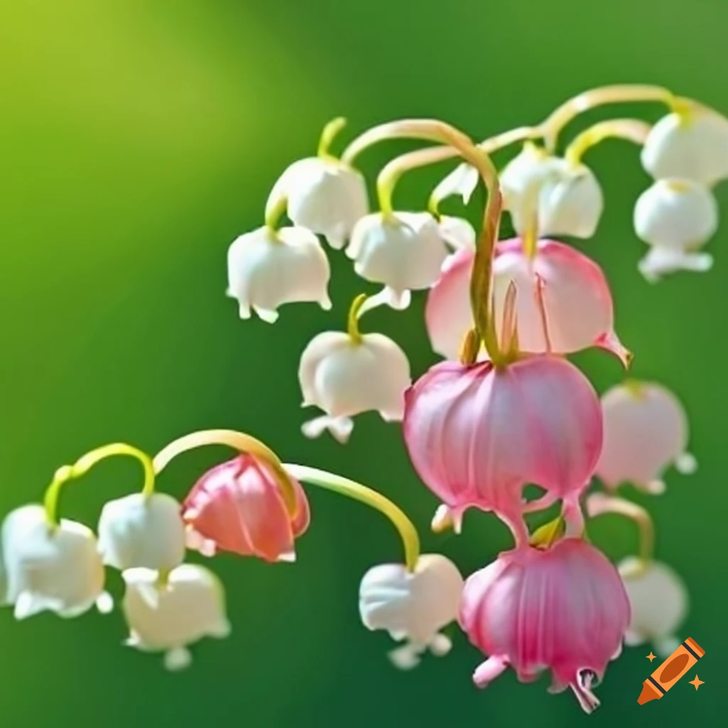 Pink and white lily of the valley flowers on Craiyon