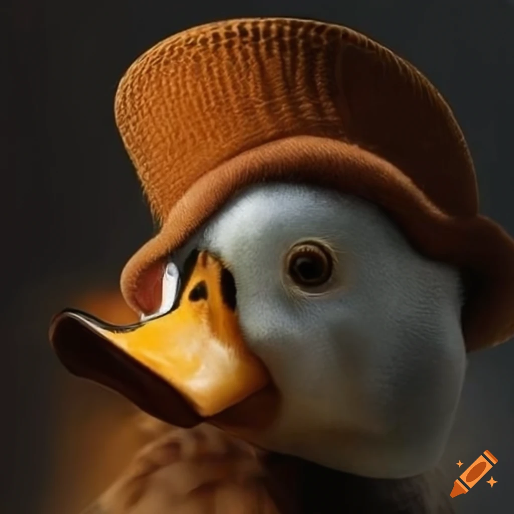 Realistic duck wearing a hat