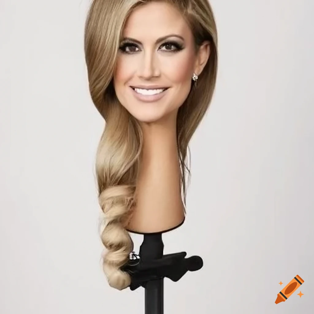 Christina El Moussa styling head for long hair, on a sleek metal stand