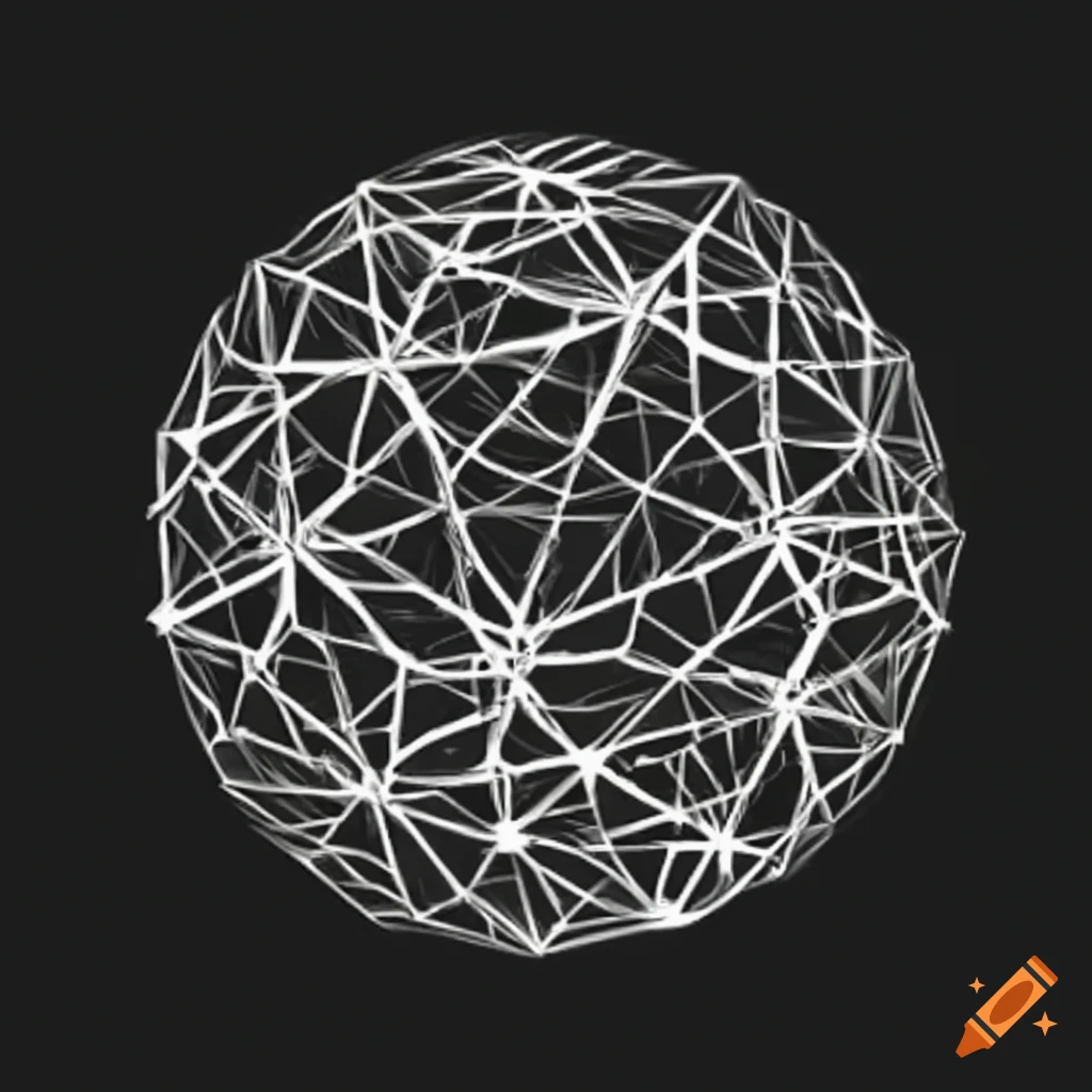 Geometric neurons forming a circle in black and white