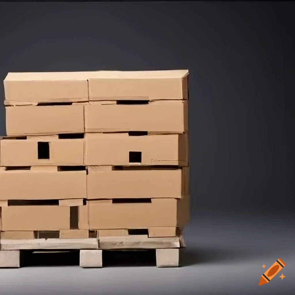 Side view of pallet holding cardboard boxes