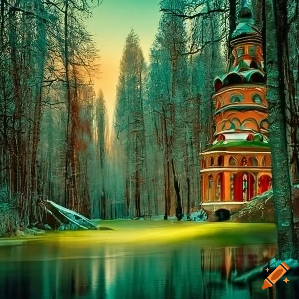Beautiful fairy country in Russian style