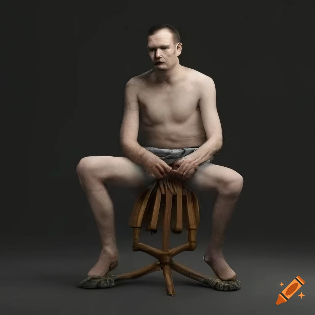 Portrait of a German man sitting with wide legs