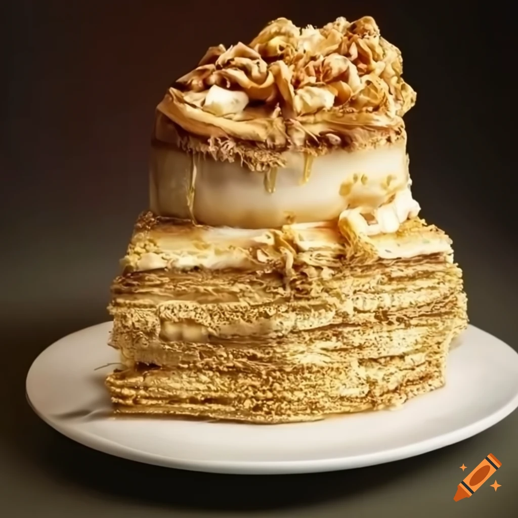 Classic Napoleon cake in a realistic photo