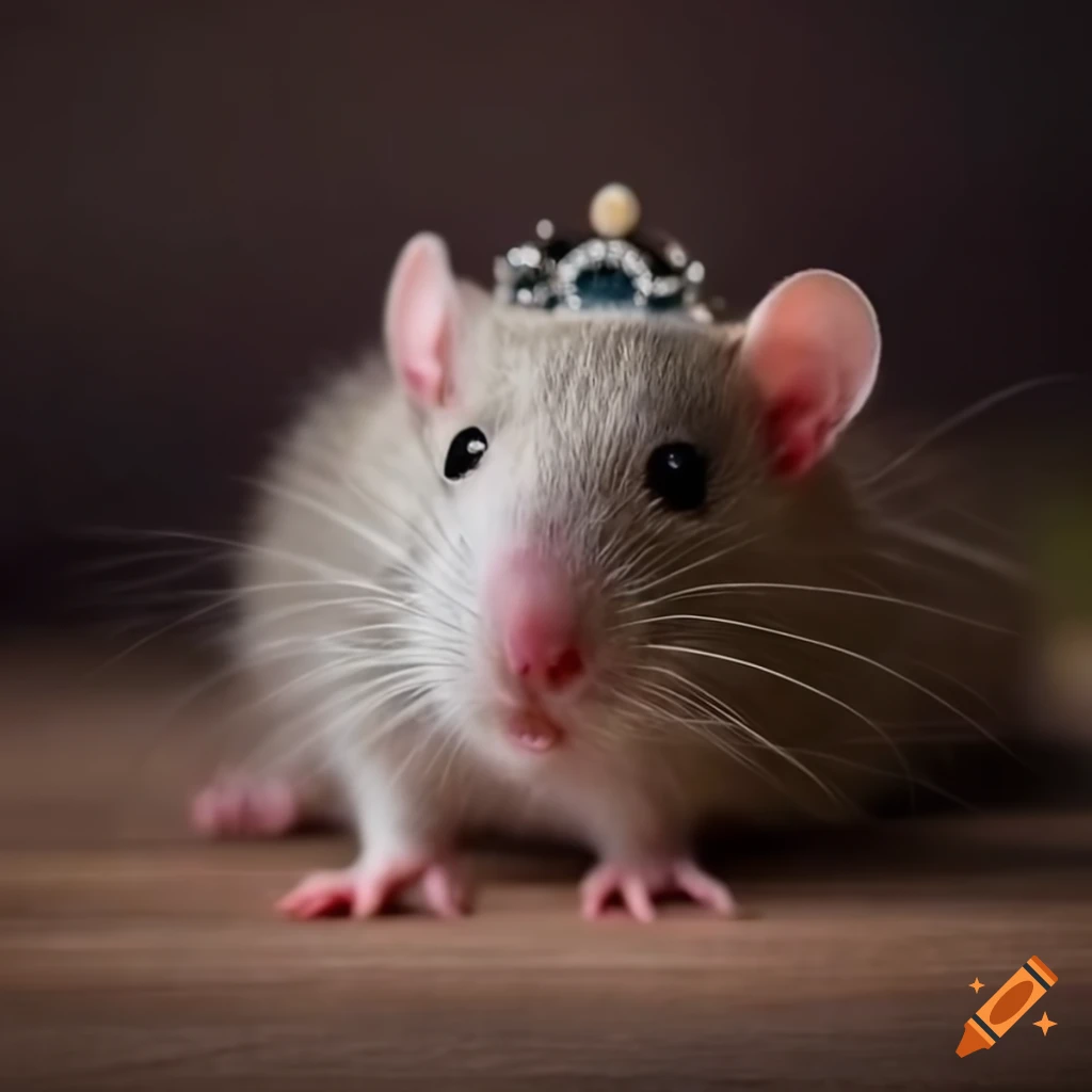Beautiful rat wearing a tiara