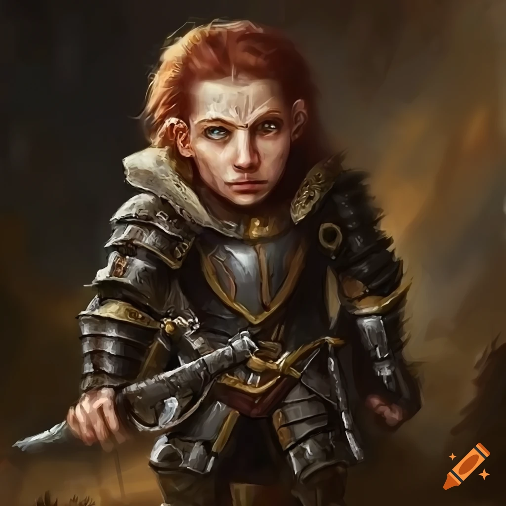 Fantasy halfling rogue in black armor