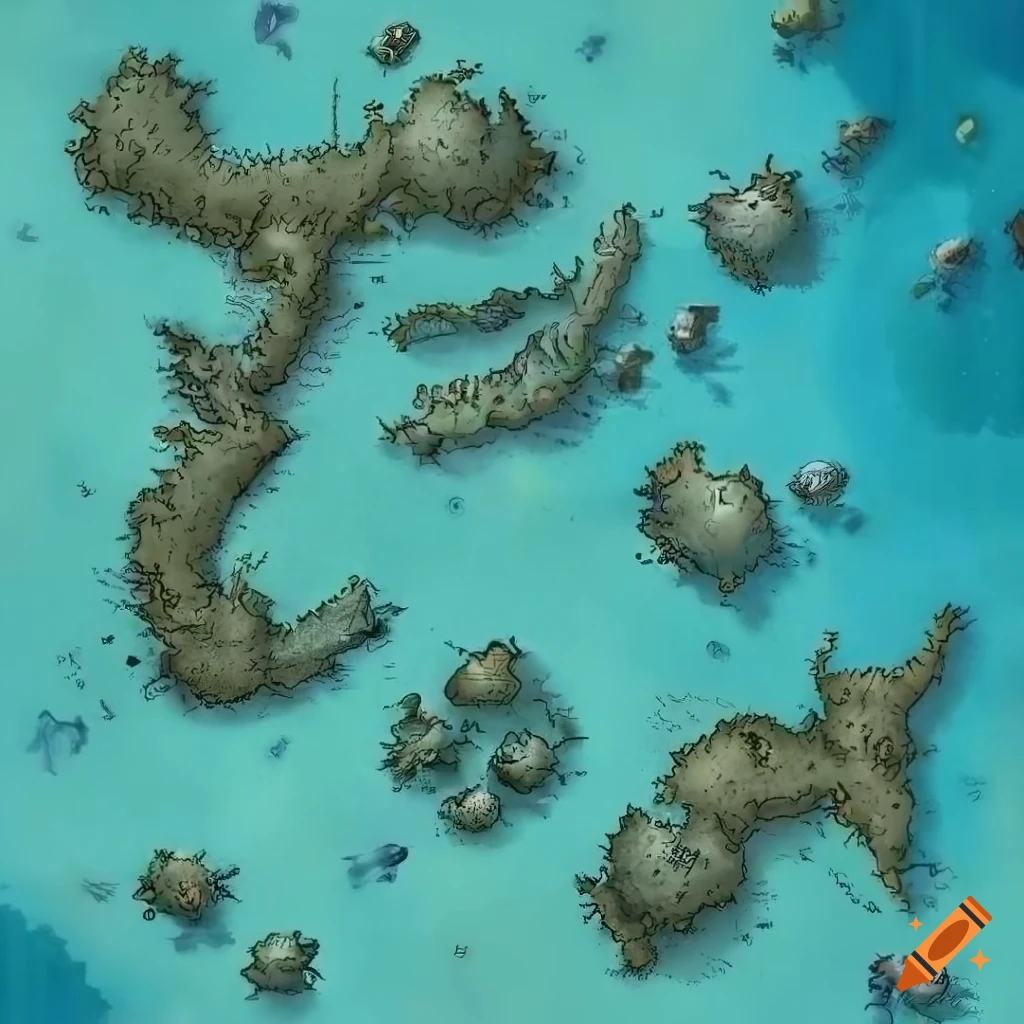 Fantasy world map depicting continents and oceans with intricate details