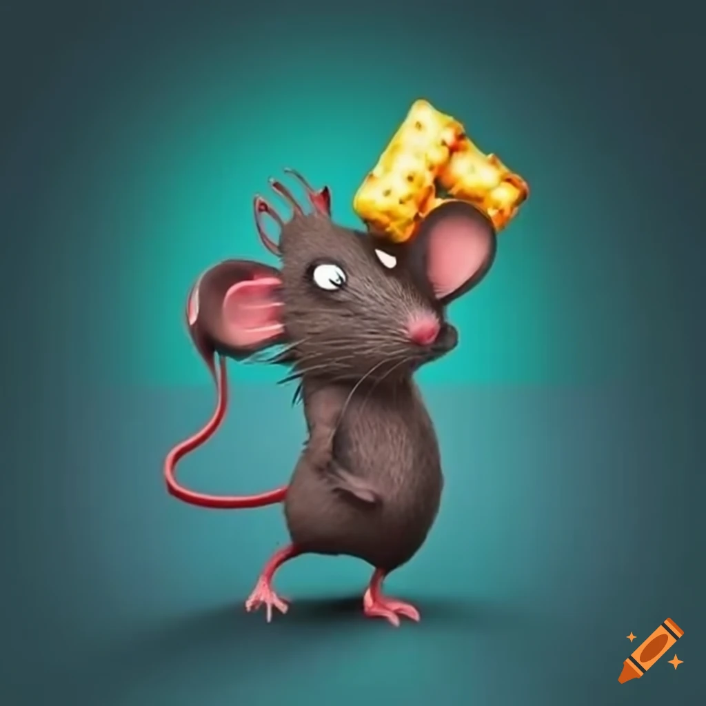 Mouse balancing a cracker on its head