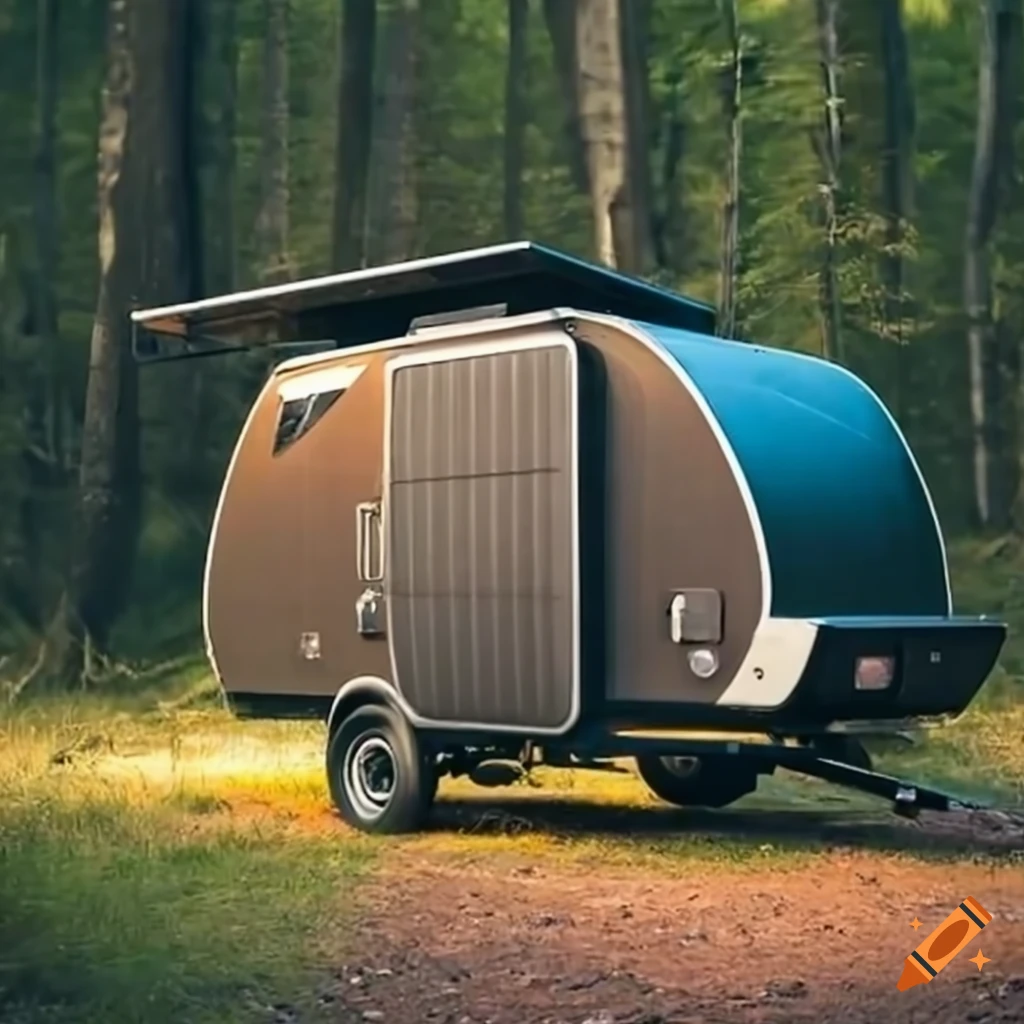 Off-grid camping trailer with sleek design and solar panels