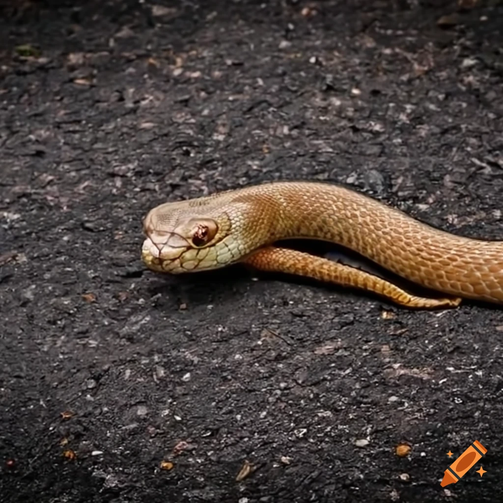 Dead snake on asphalt surface