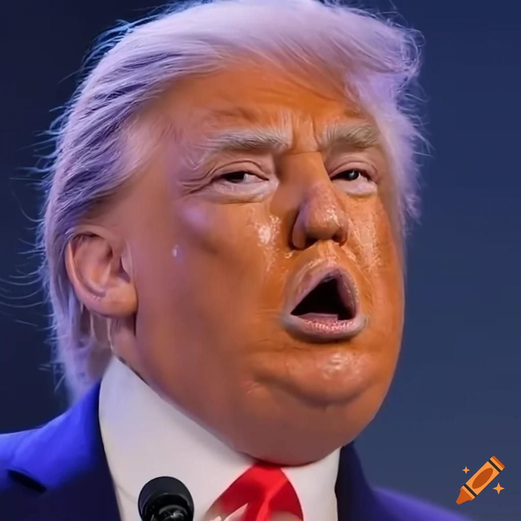 Satirical photo of a dramatic Trump during a debate