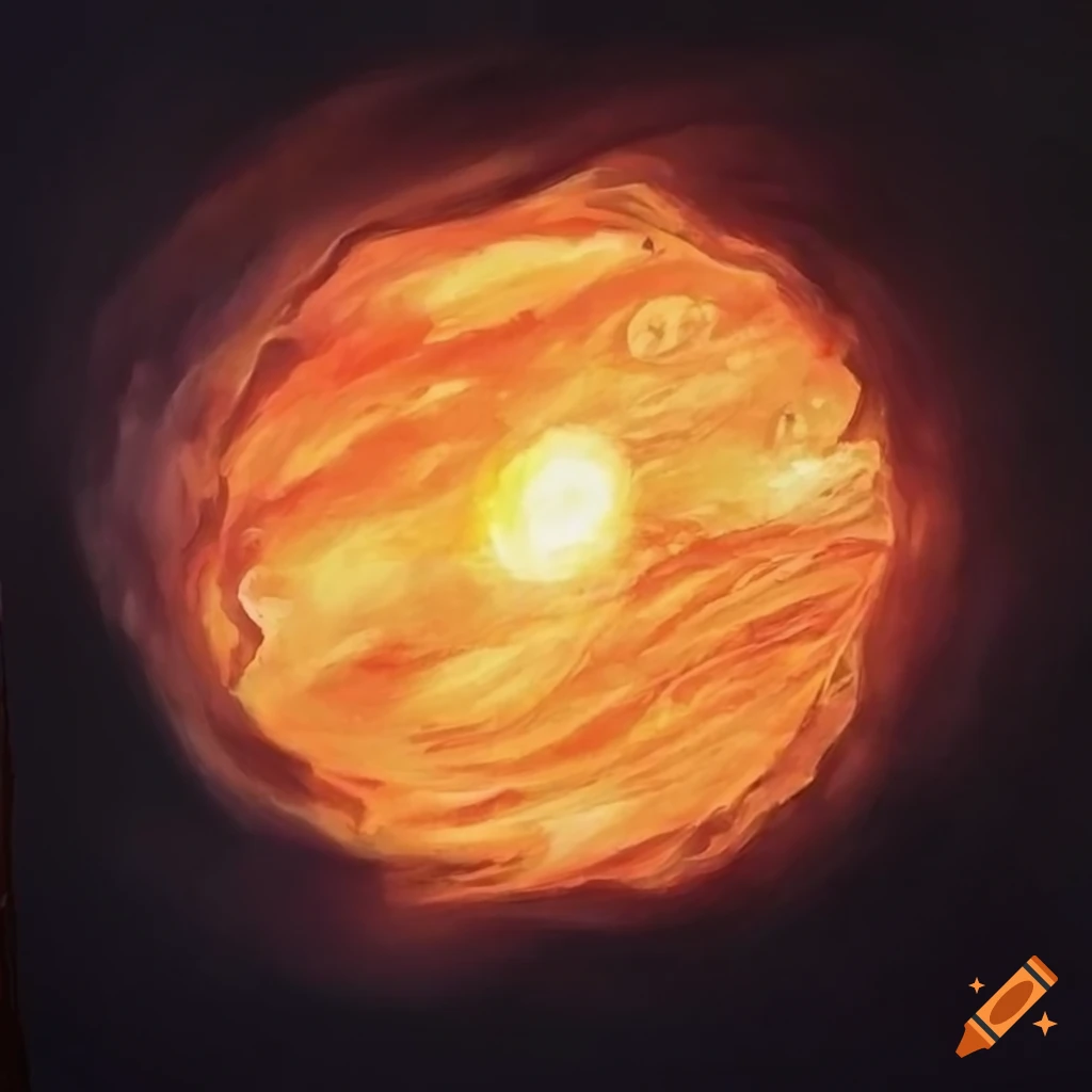Sun in space portrayed in a sci-fi rough sketch