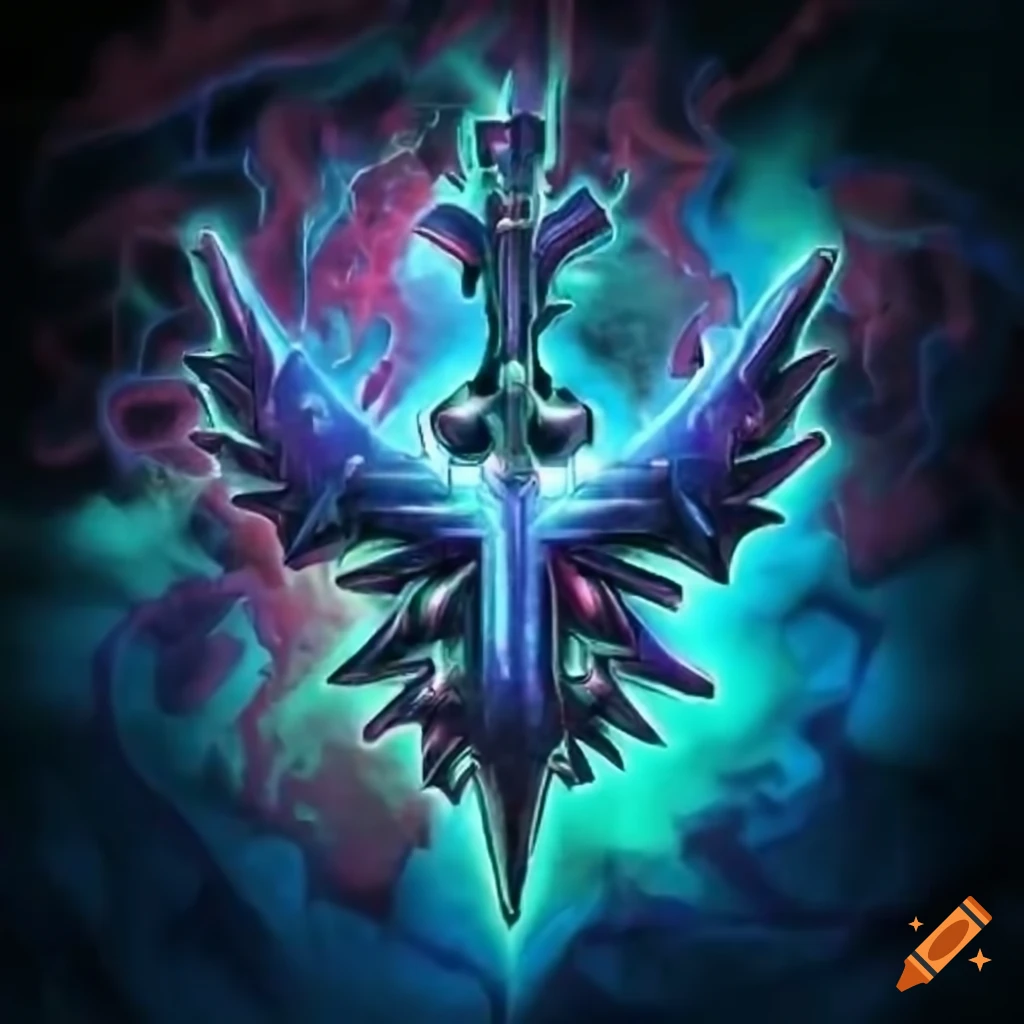 Mechanical Raidraptor Symbol absorbing lightning in a Yu-Gi-Oh setting