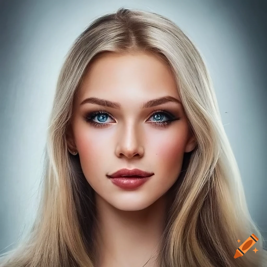 Portrait of a friendly smiling girl with pale blonde hair and light eyes