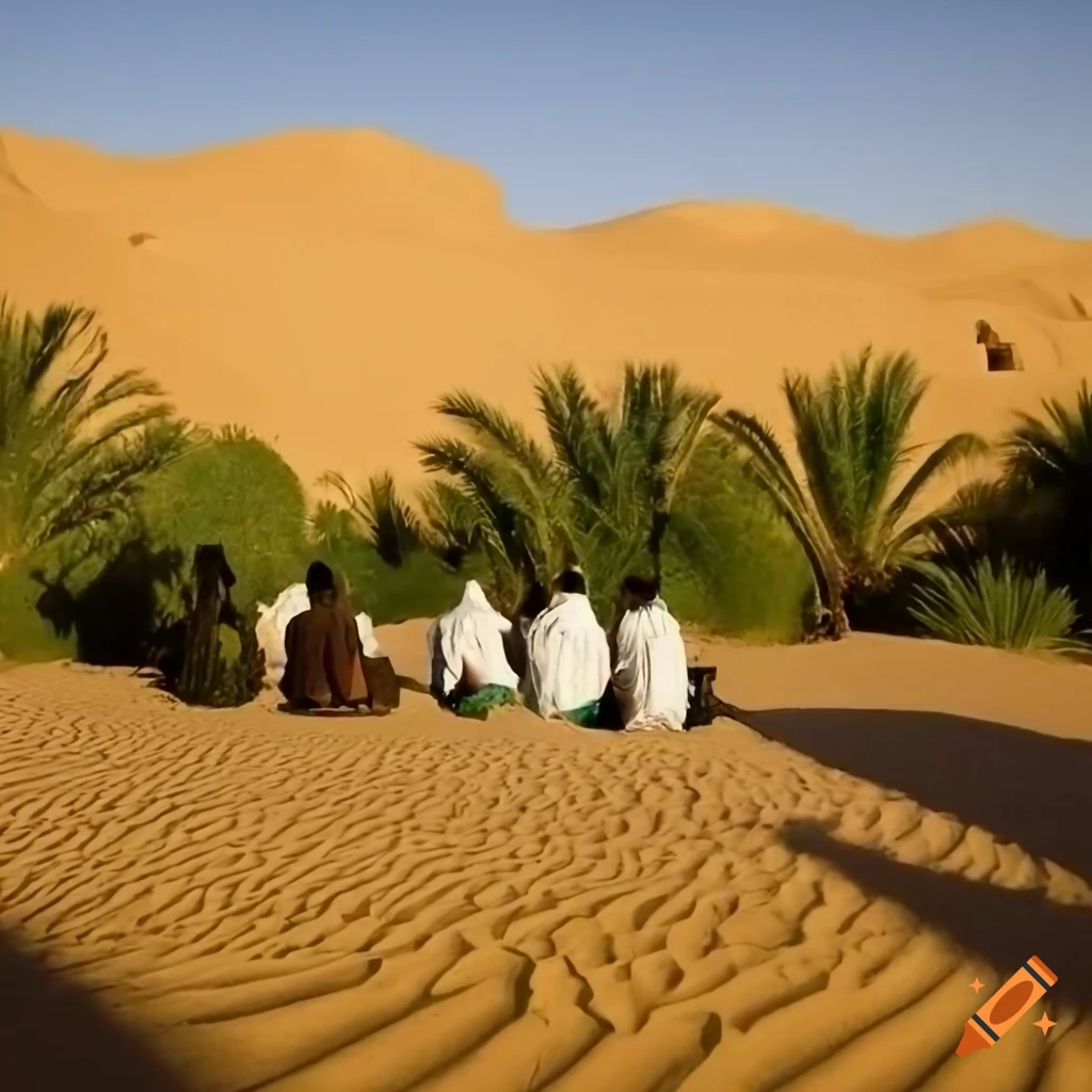 Serene oasis in Medina with companions under date palms