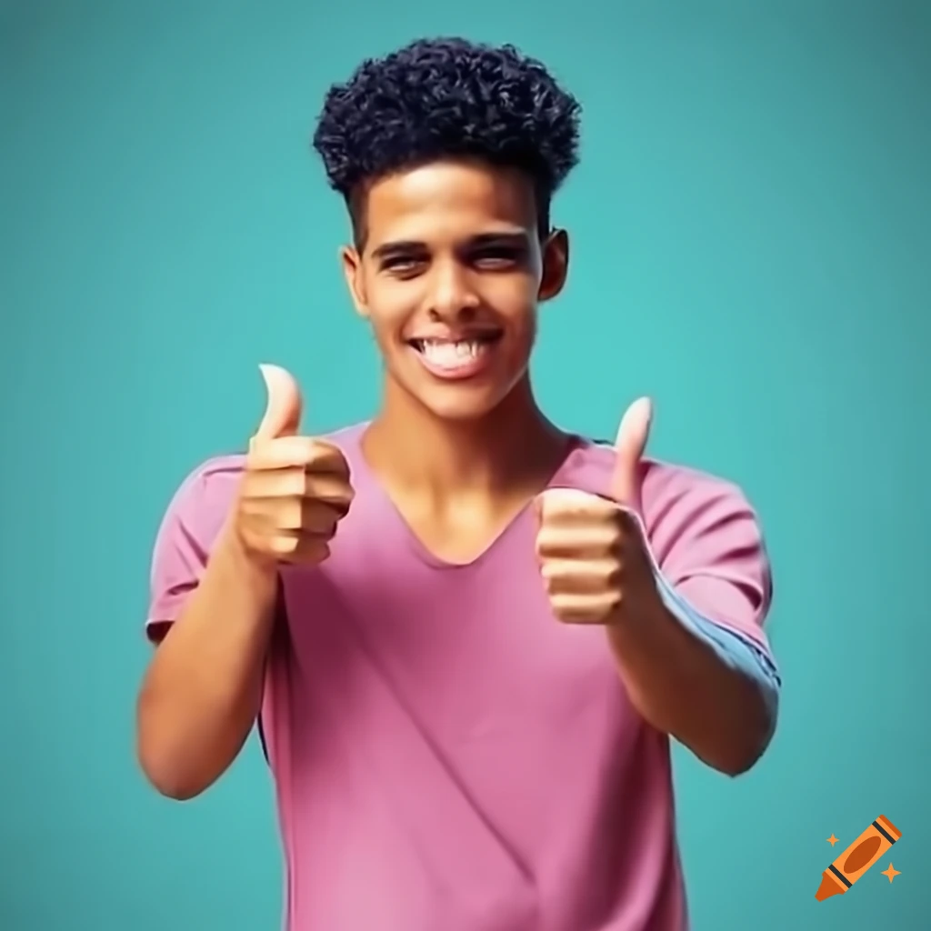 Smiling young Cuban student giving a thumbs up gesture
