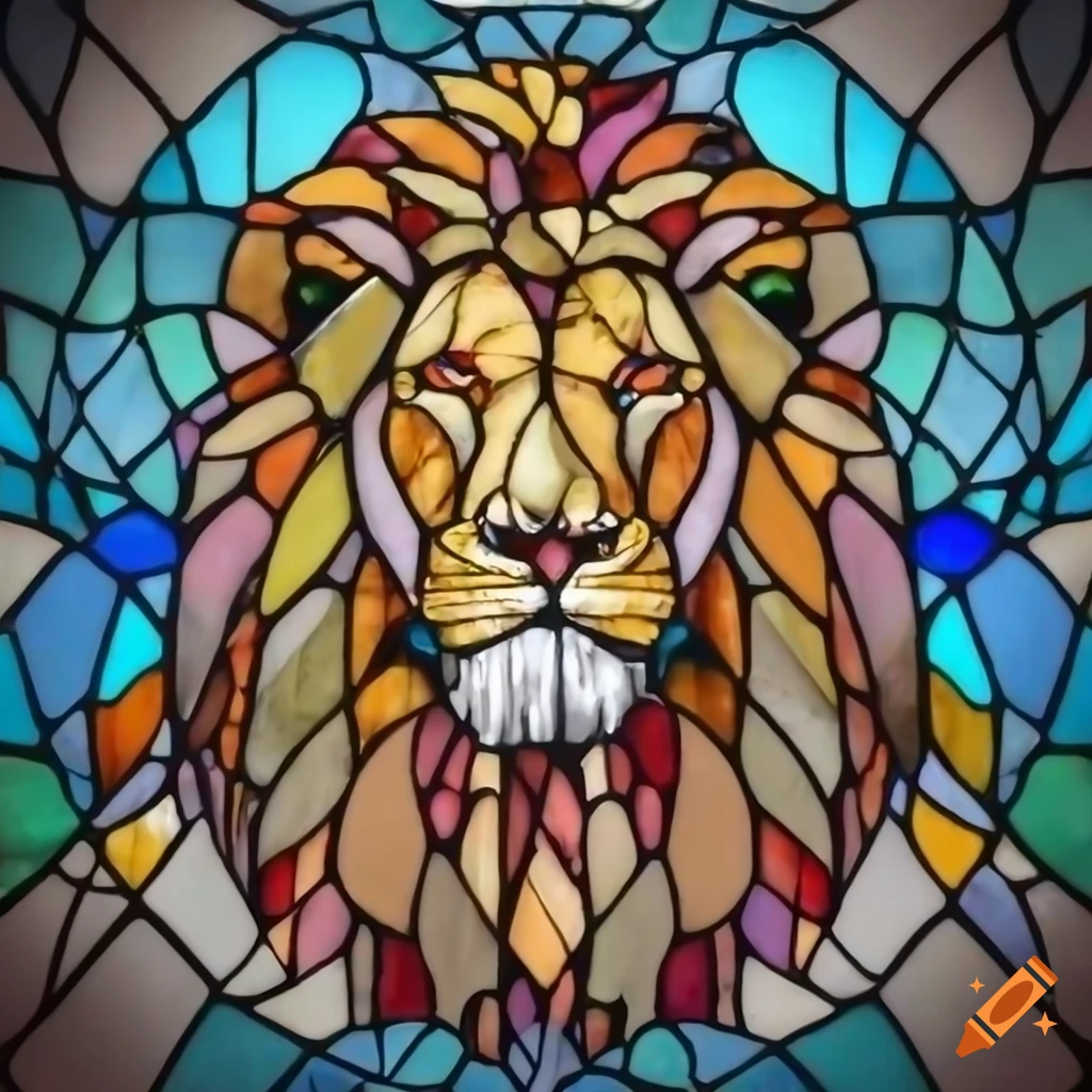 Lion depicted in stained glass art