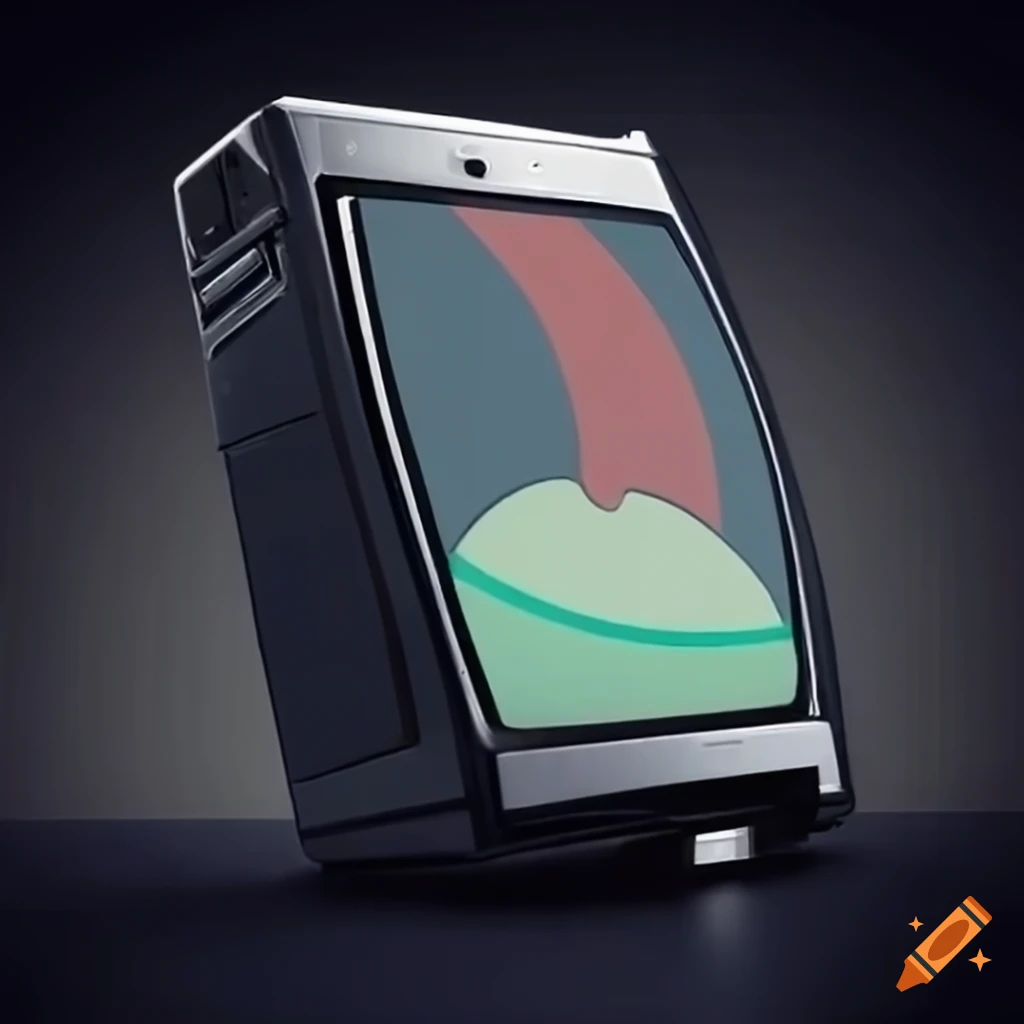 Retro technology smartphone with floppy drive and CRT display