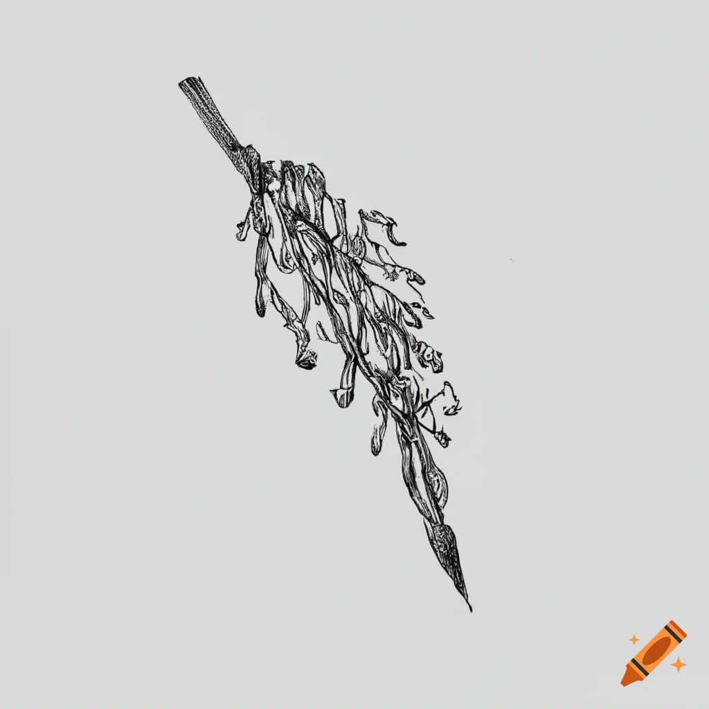 Poplar tree in a botanical drawing style