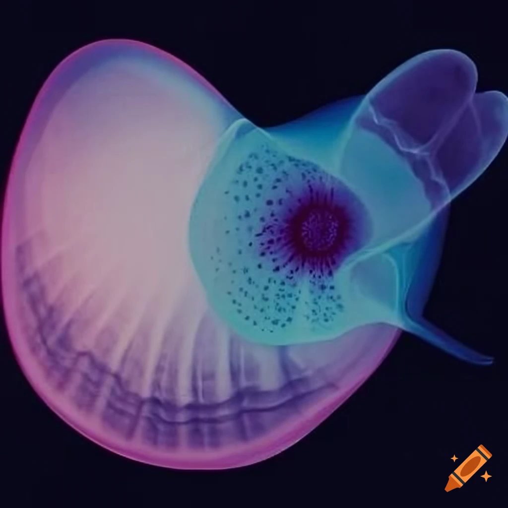 X-ray view of a flower inside a shell