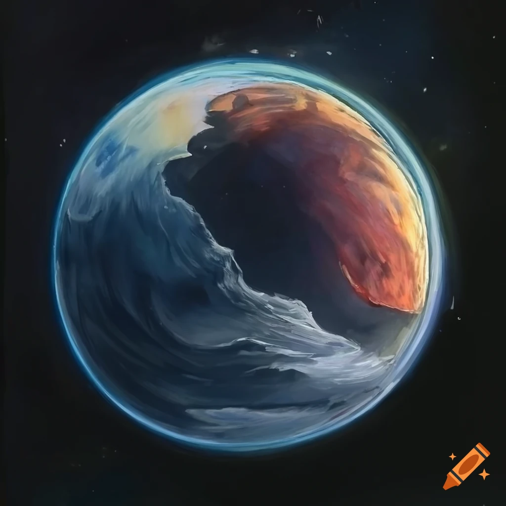 Sun in space with a sci-fi realism rough sketch art style