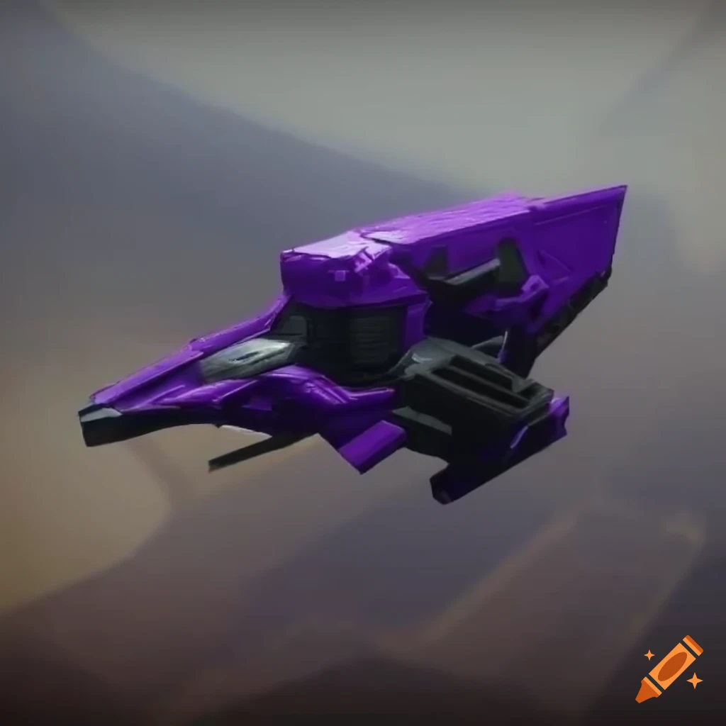 Floating mech from Destiny 2 with a small purple design and a bird beak