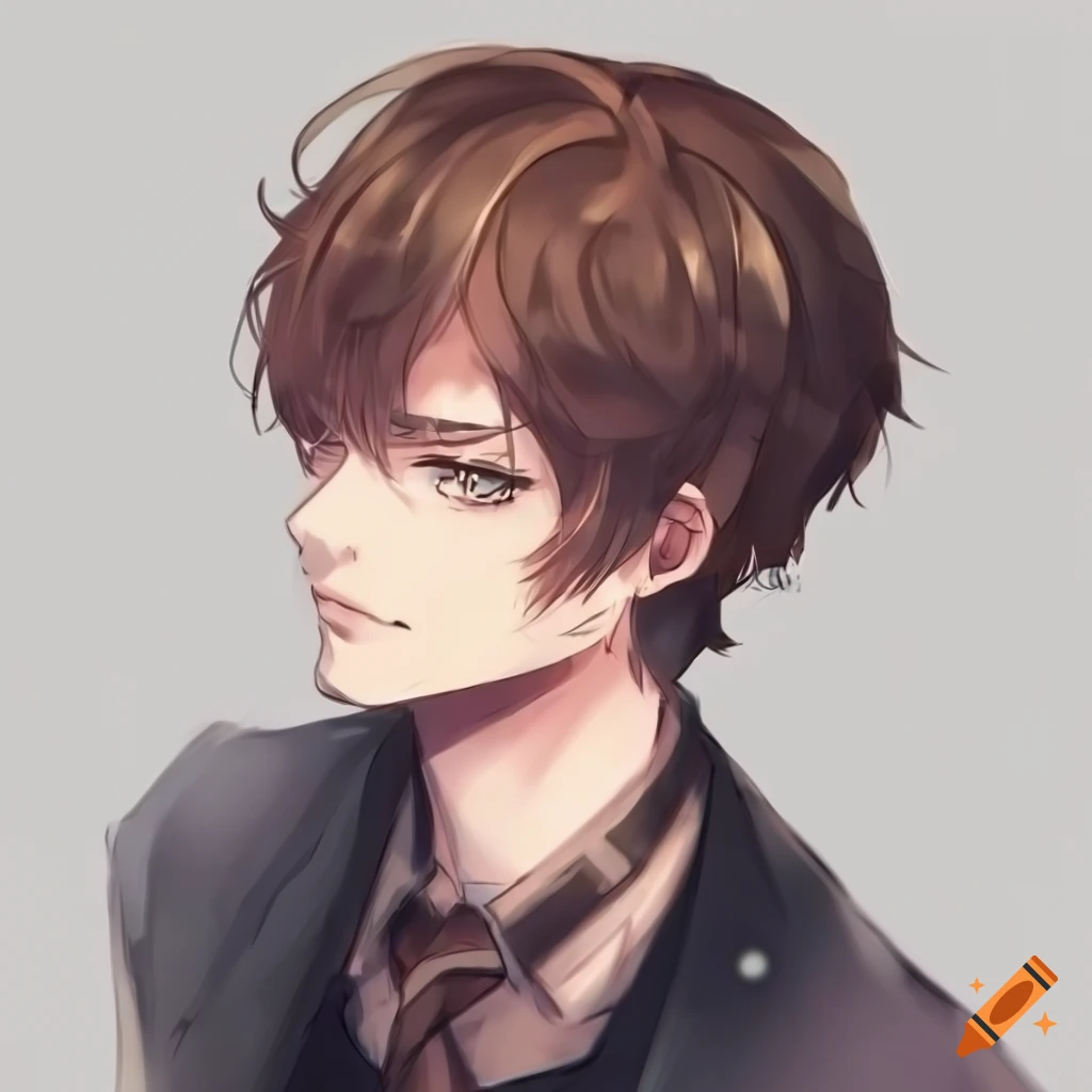 Male character with brown hair, light green eyes, and a scar across the right cheek in anime style