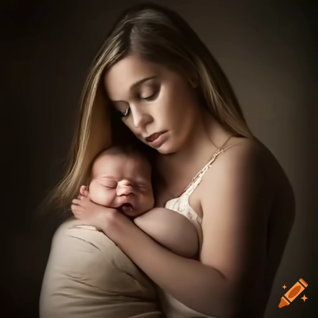 Mother nurturing her newborn child