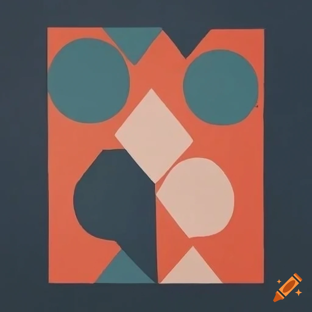 Geometric linocut artwork inspired by Bauhaus design principles