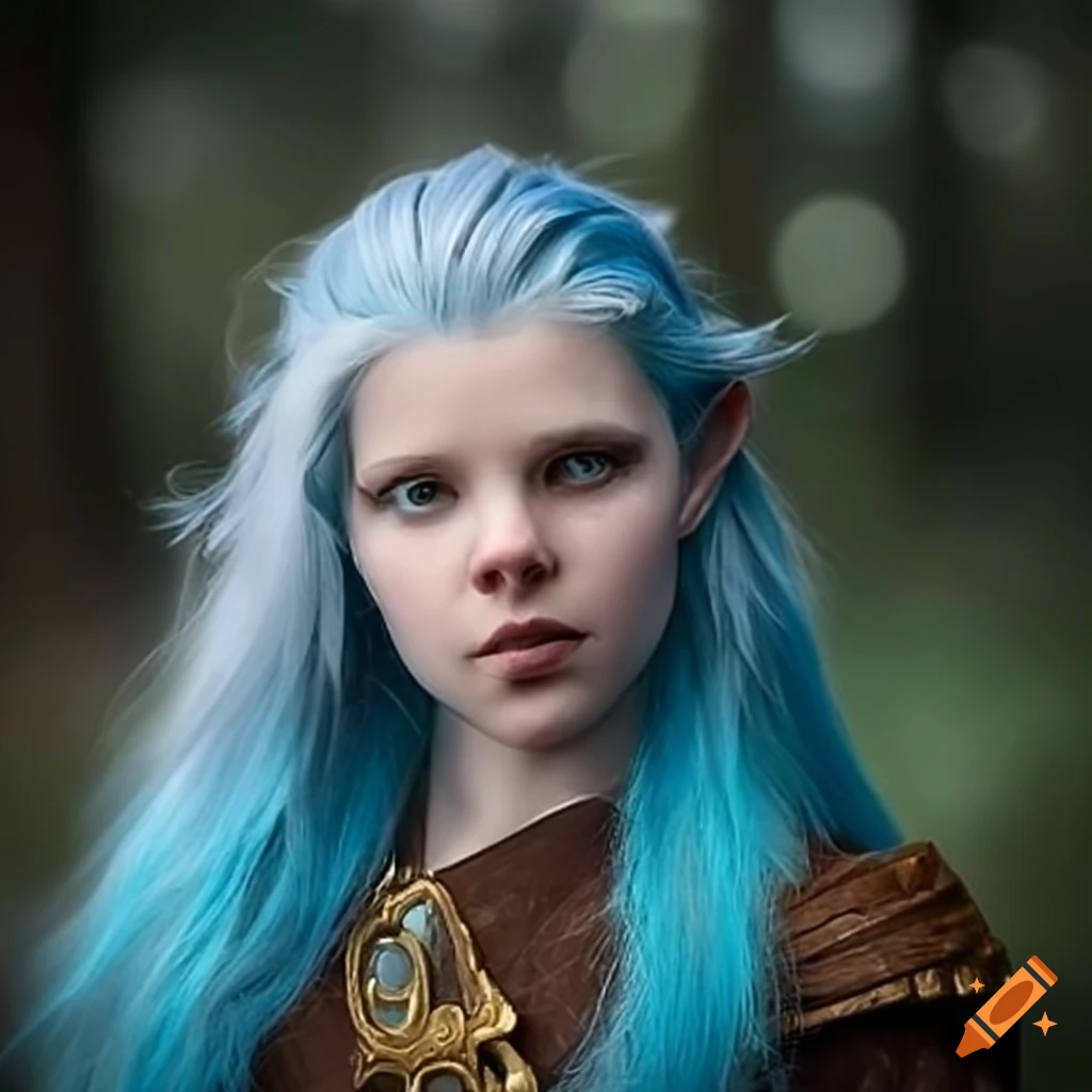 Young female dwarf druid with silvery-blue hair
